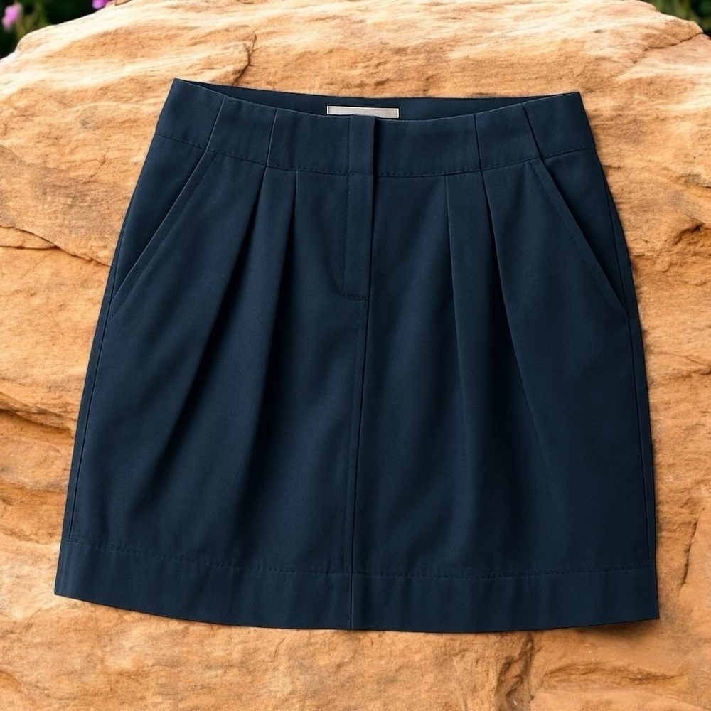 See by Chloé Navy Blue 100% Cotton Pleated Mini Skirt Size 2 Made in Italy